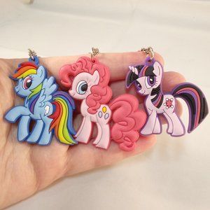 Silver My Little Pony Key Rings Rainbow Dash Pinky Pie Twilight Sparkle Lot of 3